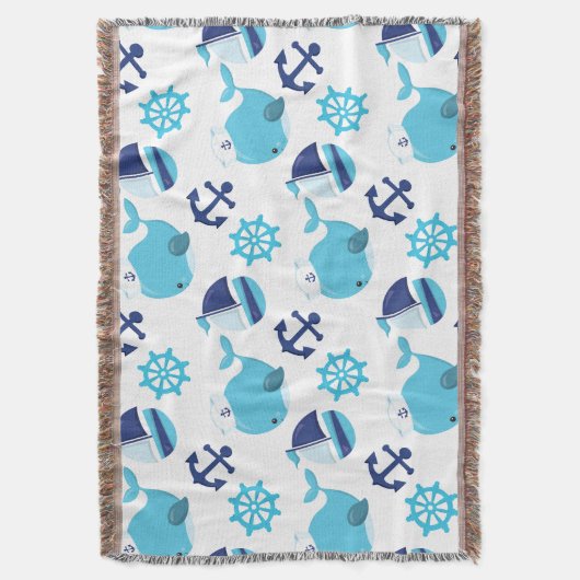 Patroon op walvissen, walvissen, blauwe walvissen deken (Voorkant Verticaal)