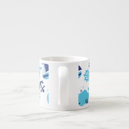 Patroon op walvissen, walvissen, blauwe walvissen espresso kop (Achterkant)