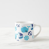 Patroon op walvissen, walvissen, blauwe walvissen espresso kop (Rechts)