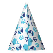 Patroon op walvissen, walvissen, blauwe walvissen feesthoedjes (Achterkant)