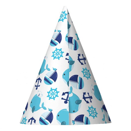 Patroon op walvissen, walvissen, blauwe walvissen feesthoedjes (Achterkant)