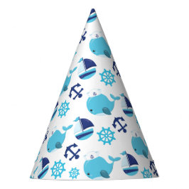 Patroon op walvissen, walvissen, blauwe walvissen feesthoedjes