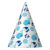 Patroon op walvissen, walvissen, blauwe walvissen feesthoedjes (Links)