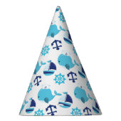 Patroon op walvissen, walvissen, blauwe walvissen feesthoedjes (Rechts)