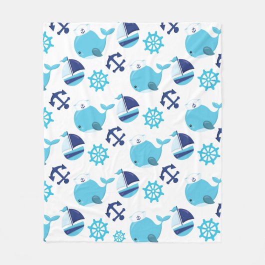 Patroon op walvissen, walvissen, blauwe walvissen fleece deken (Voorkant)