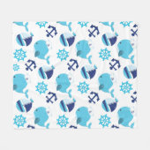 Patroon op walvissen, walvissen, blauwe walvissen fleece deken (Voorkant (Horizontaal))