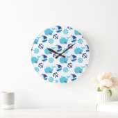 Patroon op walvissen, walvissen, blauwe walvissen grote klok (Huis)
