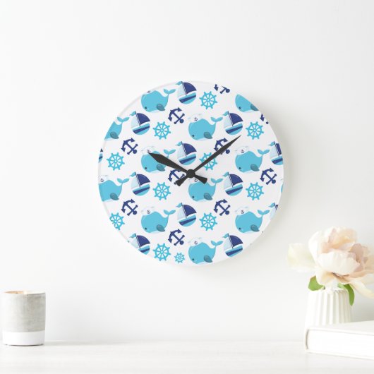 Patroon op walvissen, walvissen, blauwe walvissen grote klok (Huis)