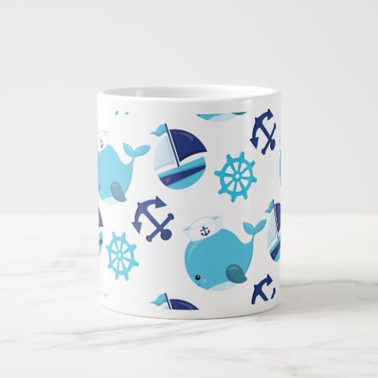 Patroon op walvissen, walvissen, blauwe walvissen grote koffiekop (Voorkant)