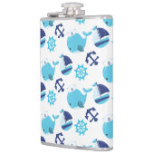 Patroon op walvissen, walvissen, blauwe walvissen heupfles (Links)