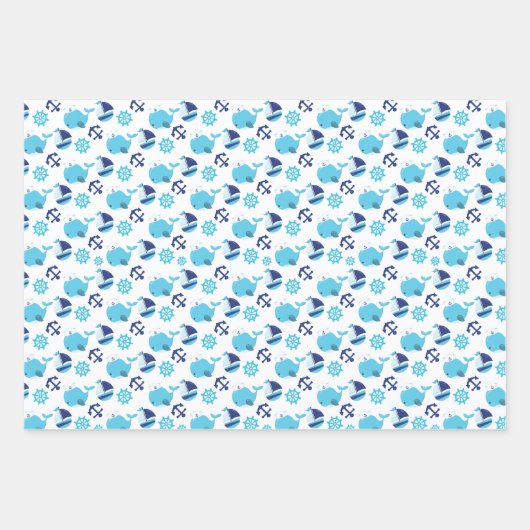 Patroon op walvissen, walvissen, blauwe walvissen inpakpapier vel (Voorkant 3)