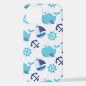 Patroon op walvissen, walvissen, blauwe walvissen iPhone hoesje (Achterkant)