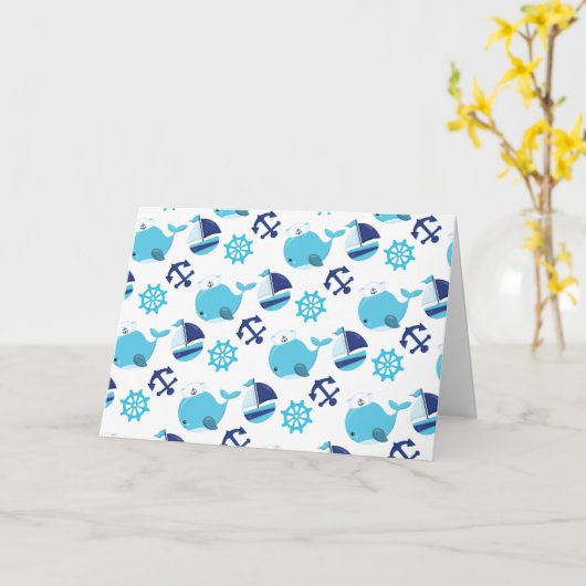 Patroon op walvissen, walvissen, blauwe walvissen kaart (Gele Bloem)