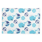 Patroon op walvissen, walvissen, blauwe walvissen kussensloop (Achterkant)