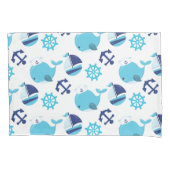 Patroon op walvissen, walvissen, blauwe walvissen kussensloop (Voorkant)