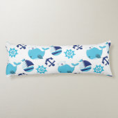 Patroon op walvissen, walvissen, blauwe walvissen lichaamskussen (Achterkant)