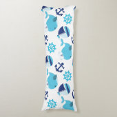 Patroon op walvissen, walvissen, blauwe walvissen lichaamskussen (Voorkant Verticaal)