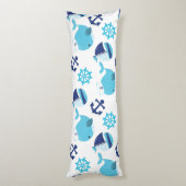 Patroon op walvissen, walvissen, blauwe walvissen lichaamskussen (Achterkant (Verticaal))