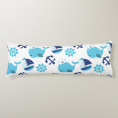 Patroon op walvissen, walvissen, blauwe walvissen lichaamskussen (Voorkant)