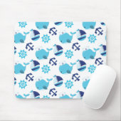 Patroon op walvissen, walvissen, blauwe walvissen muismat (Met muis)