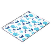 Patroon op walvissen, walvissen, blauwe walvissen notitieboek (Linkerzijde)