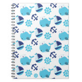 Patroon op walvissen, walvissen, blauwe walvissen notitieboek (Voorkant)