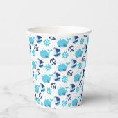 Patroon op walvissen, walvissen, blauwe walvissen papieren bekers (Links)