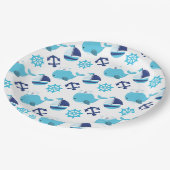 Patroon op walvissen, walvissen, blauwe walvissen papieren bordje (Gekanteld)