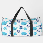 Patroon op walvissen, walvissen, blauwe walvissen plunjezak (Achterkant)