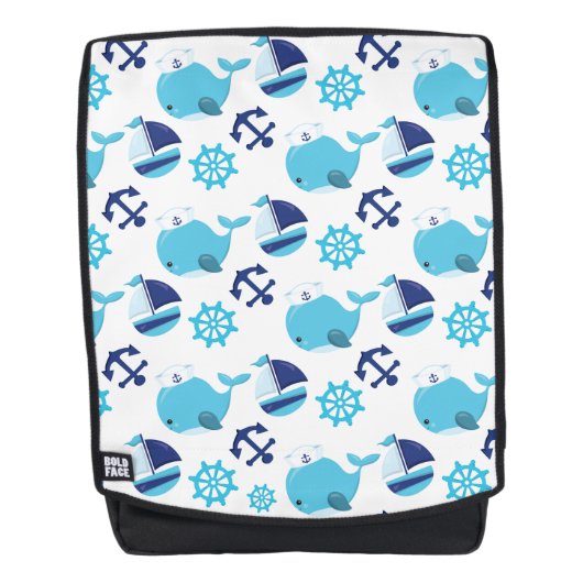 Patroon op walvissen, walvissen, blauwe walvissen rugtassen (Voorkant)