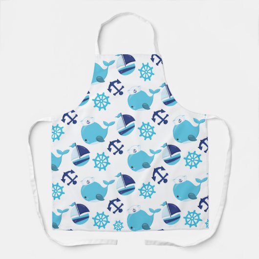 Patroon op walvissen, walvissen, blauwe walvissen schort (Voorkant)