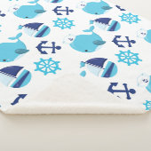 Patroon op walvissen, walvissen, blauwe walvissen sherpa deken (3/4)