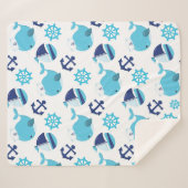 Patroon op walvissen, walvissen, blauwe walvissen sherpa deken (Voorkant (horizontaal))