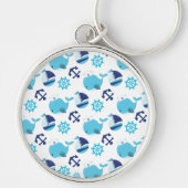 Patroon op walvissen, walvissen, blauwe walvissen sleutelhanger (Voorkant)