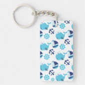 Patroon op walvissen, walvissen, blauwe walvissen sleutelhanger (Voorkant)
