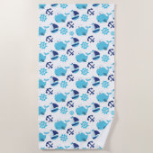 Patroon op walvissen, walvissen, blauwe walvissen strandlaken (Voorkant)