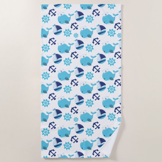 Patroon op walvissen, walvissen, blauwe walvissen strandlaken (Voorkant)