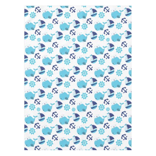 Patroon op walvissen, walvissen, blauwe walvissen tafelkleed (Voorkant)