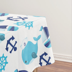 Patroon op walvissen, walvissen, blauwe walvissen tafelkleed