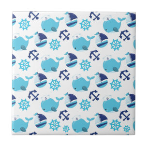Patroon op walvissen, walvissen, blauwe walvissen tegeltje