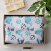 Patroon op walvissen, walvissen, blauwe walvissen tissuepapier (Geschenk)