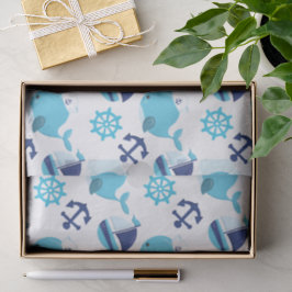 Patroon op walvissen, walvissen, blauwe walvissen tissuepapier