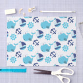 Patroon op walvissen, walvissen, blauwe walvissen tissuepapier (Craft)