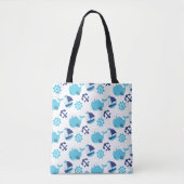 Patroon op walvissen, walvissen, blauwe walvissen tote bag (Voorkant)