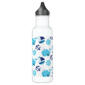 Patroon op walvissen, walvissen, blauwe walvissen waterfles  (Links)