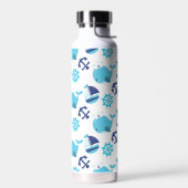 Patroon op walvissen, walvissen, blauwe walvissen waterfles (Links)