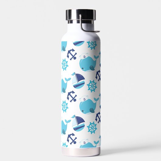 Patroon op walvissen, walvissen, blauwe walvissen waterfles (Links)