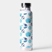 Patroon op walvissen, walvissen, blauwe walvissen waterfles (Rechts)