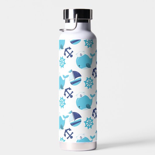 Patroon op walvissen, walvissen, blauwe walvissen waterfles (Rechts)