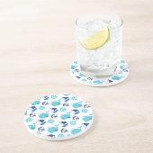 Patroon op walvissen, walvissen, blauwe walvissen zandsteen onderzetter (Zijkant)